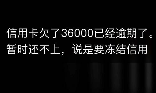 信用卡欠了36000已经逾期了。暂时还不上，说是要冻结信用卡，可以办理分期吗