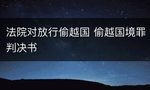 法院对放行偷越国 偷越国境罪判决书