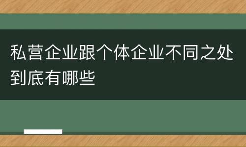 私营企业跟个体企业不同之处到底有哪些