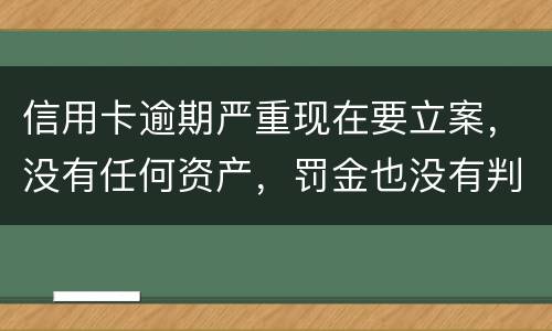 信用卡逾期严重现在要立案，没有任何资产，罚金也没有判刑出来后怎么处理