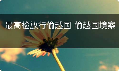 最高检放行偷越国 偷越国境案