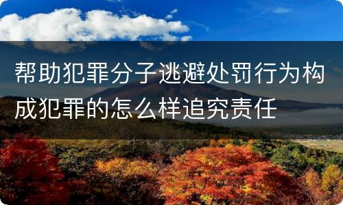 帮助犯罪分子逃避处罚行为构成犯罪的怎么样追究责任