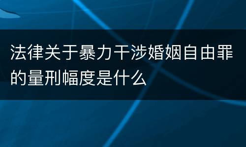法律关于暴力干涉婚姻自由罪的量刑幅度是什么