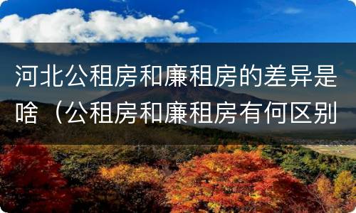 河北公租房和廉租房的差异是啥（公租房和廉租房有何区别）