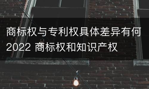 商标权与专利权具体差异有何2022 商标权和知识产权
