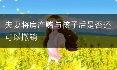 夫妻将房产赠与孩子后是否还可以撤销