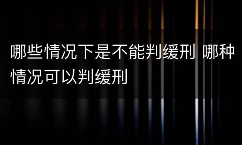 哪些情况下是不能判缓刑 哪种情况可以判缓刑