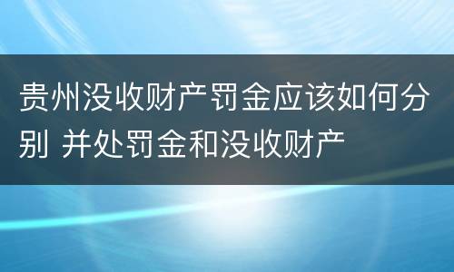 贵州没收财产罚金应该如何分别 并处罚金和没收财产