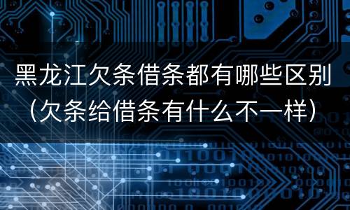 黑龙江欠条借条都有哪些区别（欠条给借条有什么不一样）