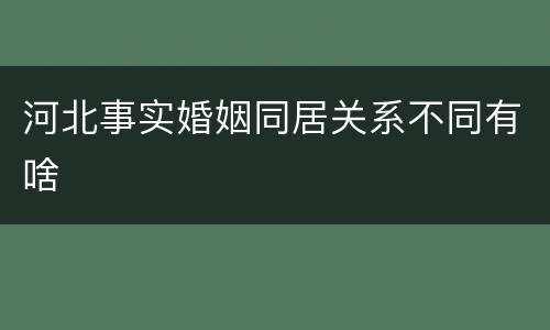 河北事实婚姻同居关系不同有啥
