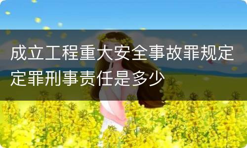 成立工程重大安全事故罪规定定罪刑事责任是多少