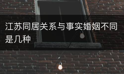 江苏同居关系与事实婚姻不同是几种