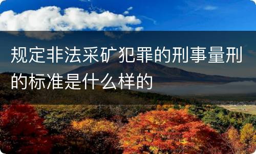 规定非法采矿犯罪的刑事量刑的标准是什么样的
