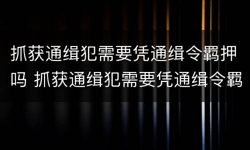 抓获通缉犯需要凭通缉令羁押吗 抓获通缉犯需要凭通缉令羁押吗