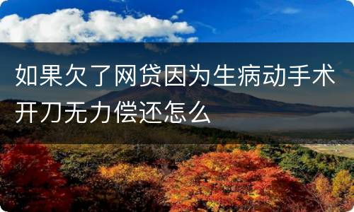 如果欠了网贷因为生病动手术开刀无力偿还怎么