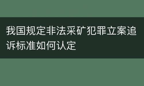 我国规定非法采矿犯罪立案追诉标准如何认定