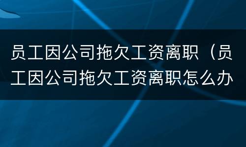 员工因公司拖欠工资离职（员工因公司拖欠工资离职怎么办）