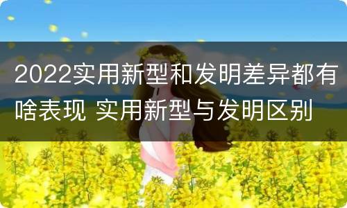 2022实用新型和发明差异都有啥表现 实用新型与发明区别