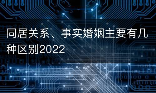 同居关系、事实婚姻主要有几种区别2022