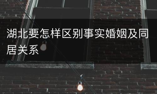湖北要怎样区别事实婚姻及同居关系