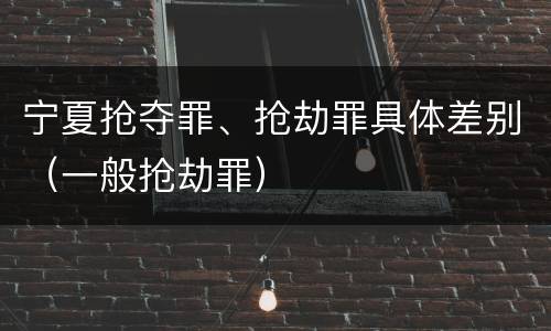 宁夏抢夺罪、抢劫罪具体差别（一般抢劫罪）