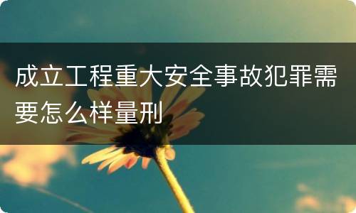 成立工程重大安全事故犯罪需要怎么样量刑