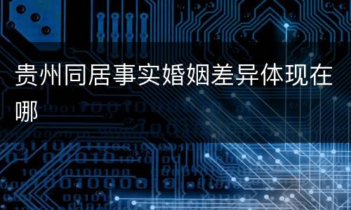 贵州同居事实婚姻差异体现在哪