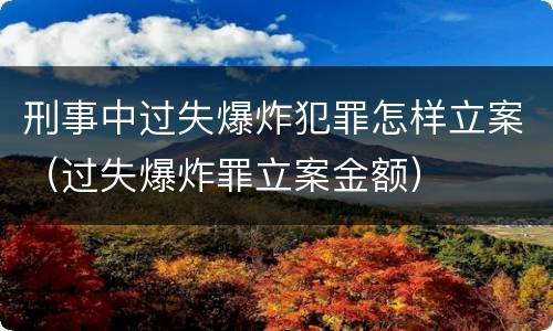 刑事中过失爆炸犯罪怎样立案（过失爆炸罪立案金额）