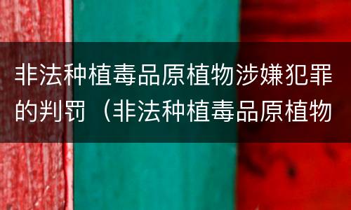 非法种植毒品原植物涉嫌犯罪的判罚（非法种植毒品原植物涉嫌犯罪的判罚标准）