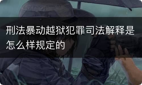 刑法暴动越狱犯罪司法解释是怎么样规定的