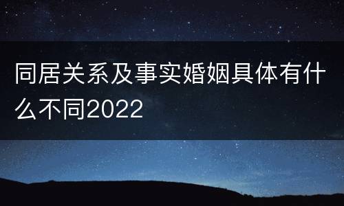 同居关系及事实婚姻具体有什么不同2022