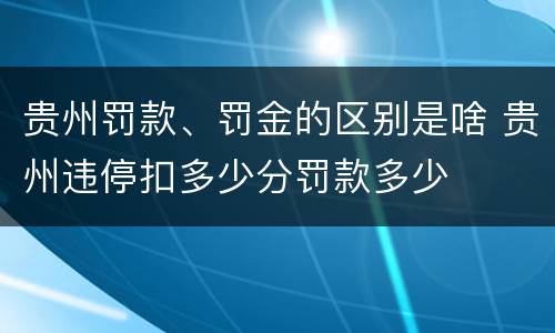 贵州罚款、罚金的区别是啥 贵州违停扣多少分罚款多少