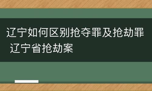 辽宁如何区别抢夺罪及抢劫罪 辽宁省抢劫案