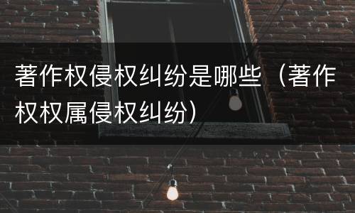 著作权侵权纠纷是哪些（著作权权属侵权纠纷）