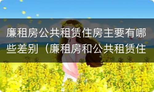 廉租房公共租赁住房主要有哪些差别（廉租房和公共租赁住房有什么区别）