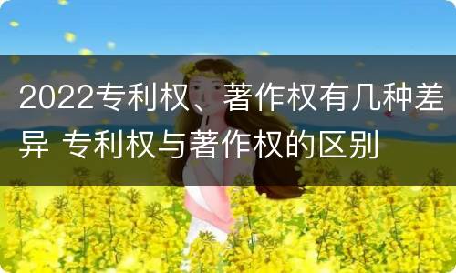 2022专利权、著作权有几种差异 专利权与著作权的区别