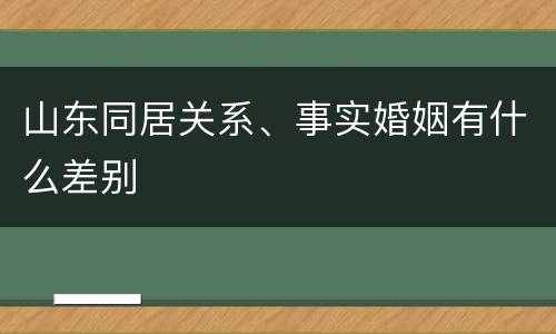 山东同居关系、事实婚姻有什么差别