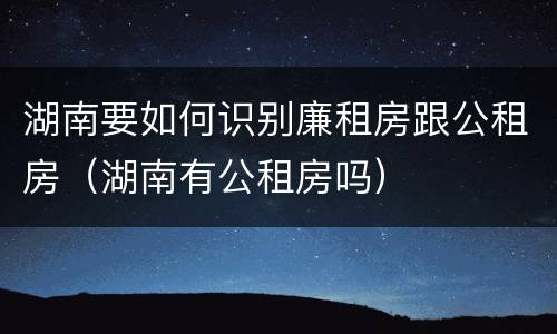 湖南要如何识别廉租房跟公租房（湖南有公租房吗）