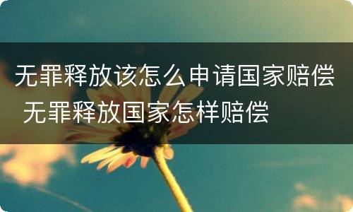 无罪释放该怎么申请国家赔偿 无罪释放国家怎样赔偿