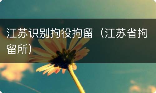 江苏识别拘役拘留（江苏省拘留所）