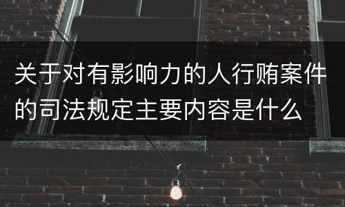 关于对有影响力的人行贿案件的司法规定主要内容是什么