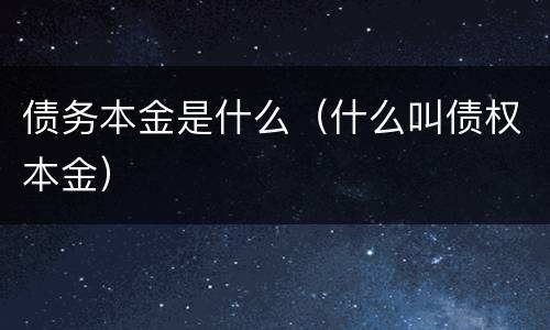 债务本金是什么（什么叫债权本金）