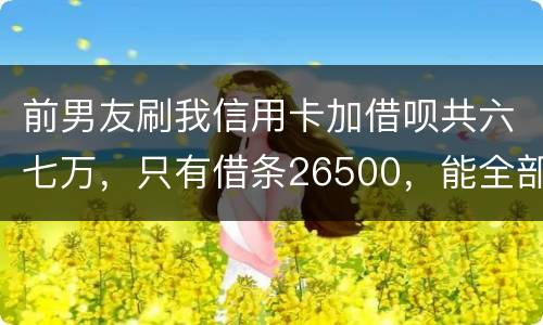 前男友刷我信用卡加借呗共六七万，只有借条26500，能全部要回吗