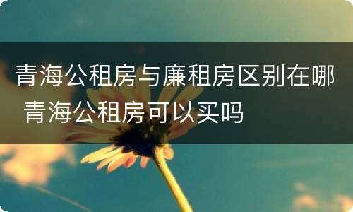 青海公租房与廉租房区别在哪 青海公租房可以买吗