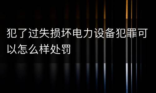 犯了过失损坏电力设备犯罪可以怎么样处罚