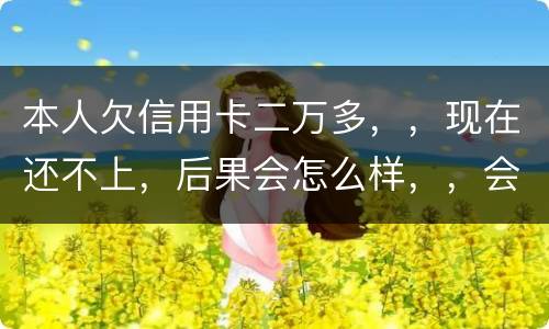 本人欠信用卡二万多，，现在还不上，后果会怎么样，，会不会坐牢