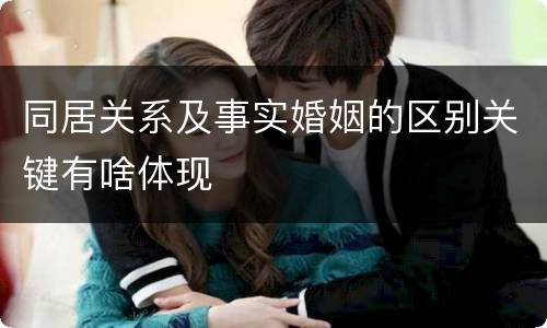 同居关系及事实婚姻的区别关键有啥体现