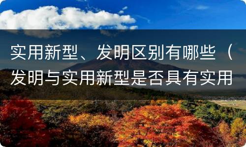 实用新型、发明区别有哪些（发明与实用新型是否具有实用性）