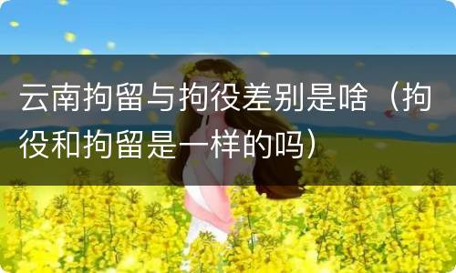 云南拘留与拘役差别是啥（拘役和拘留是一样的吗）