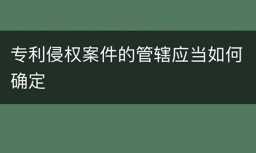 专利侵权案件的管辖应当如何确定